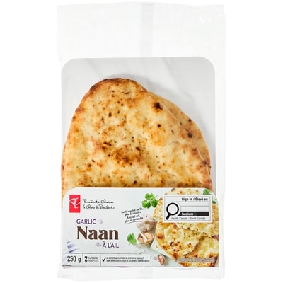 President's Choice Garlic Naan  250 g, $1.52/100g