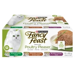 Purina Fancy Feast Poultry Pleaser Wet Cat Food Variety Pack 12 Count 12x85.0 g, $1.27/100g