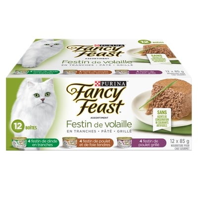 Purina Fancy Feast Assortiment Festin de Volaille, Nourriture Humide pour Chats 12 x 85 g 12x85.0 g, 1,27 $/100g