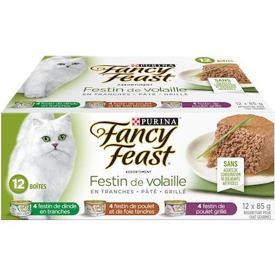 Purina Fancy Feast Assortiment Festin de Volaille, Nourriture Humide pour Chats 12 x 85 g 12x85.0 g, 1,18 $/100g