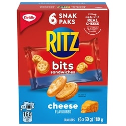 Christie RITZ BITS Sandwiches Cheese flavoured crackers, Snak Pak 180 g, $2.49/100g