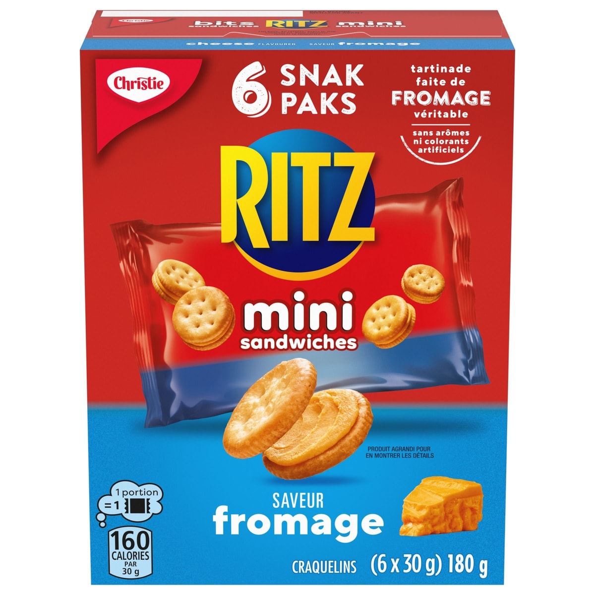 Christie MINI RITZ Sandwiches à saveur de fromage en format Snak Pak 180 g, 2,49 $/100g