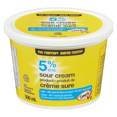 Sans Nom Crème sure légère, 5 % M.G. 500 ml, 0,66 $/100ml
