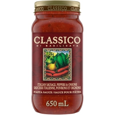 Classico Italian Sausage, Peppers & Onions Spaghetti Pasta Sauce 650 ml, $0.92/100ml