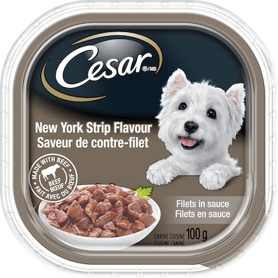 Cesar Dog Food, Filets in Sauce New York Strip Flavour Wet  100 g, $1.99/100g