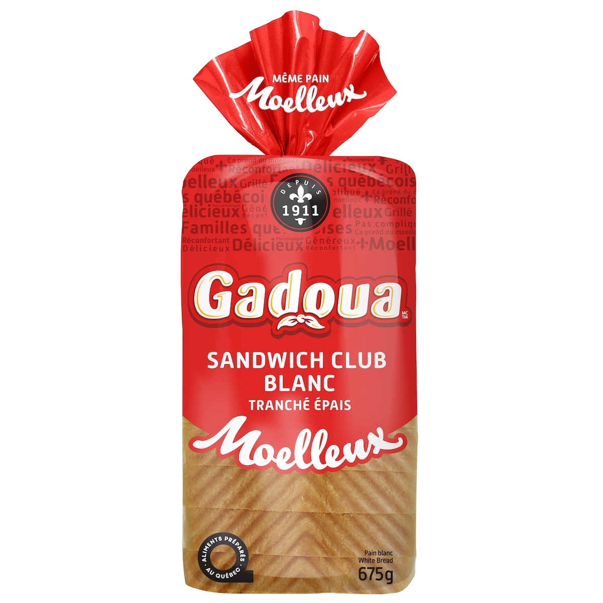 Gadoua Moelleux Thick Sliced Club Sandwich White Bread 675 g, $0.64/100g