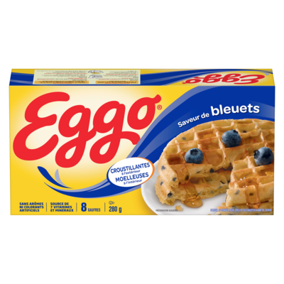 Kellogg’s Gaufres Eggo Saveur de bleuets, 8 gaufres 280 g, 1,25 $/100g