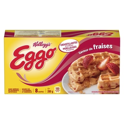 Kellogg’s Gaufres Eggo Saveur de fraises, 8 gaufres 280 g, 1,43 $/100g