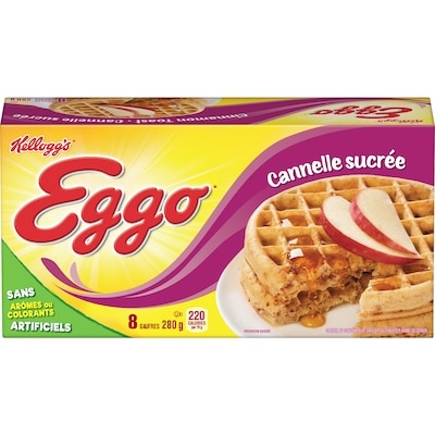 Kellogg’s Gaufres Eggo à la cannelle sucrée, 8 gaufres 280 g, 1,43 $/100g