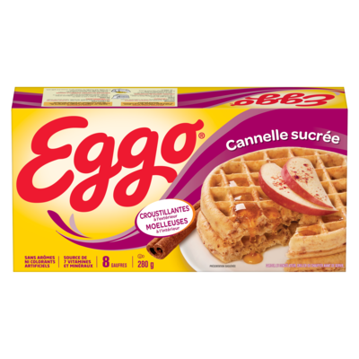 Kellogg’s Gaufres Eggo à la cannelle sucrée, 8 gaufres 280 g, 1,60 $/100g