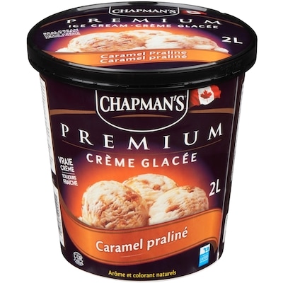 Chapman’s Premium crème glacé caramel praliné 2 l, 0,42 $/100ml