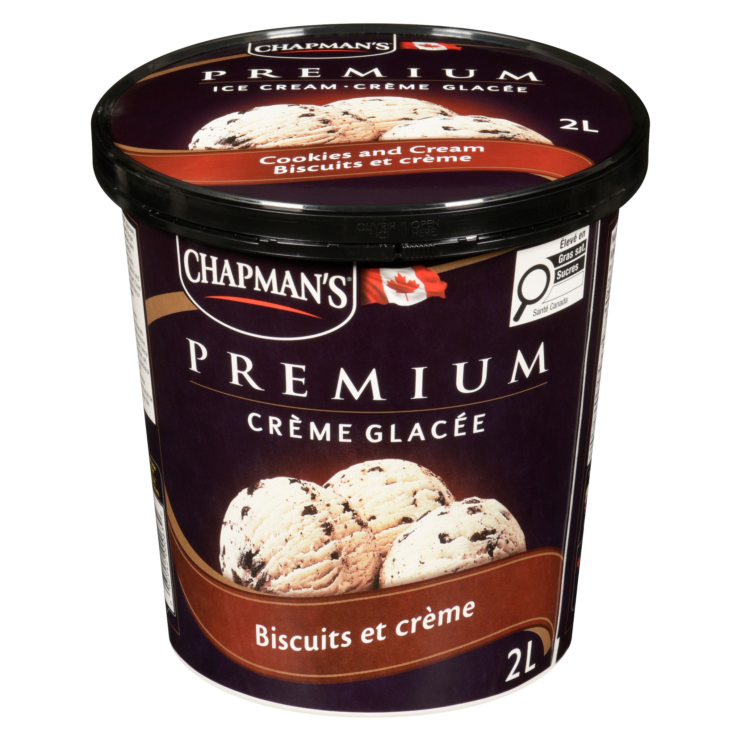Chapman’s Premium crème glacé biscuits et crème 2 l, 0,33 $/100ml