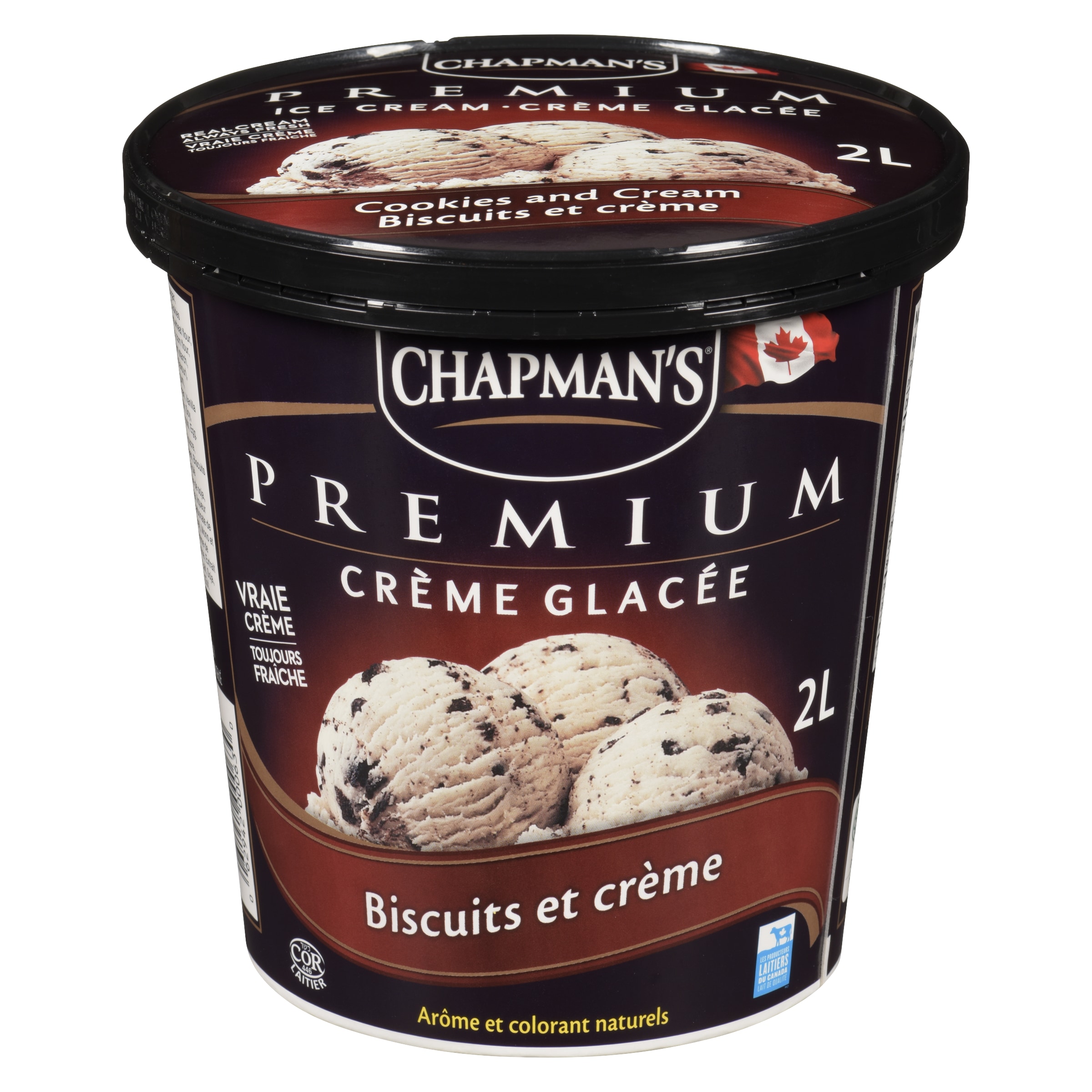 Chapman’s Premium crème glacé biscuits et crème 2 l, 0,35 $/100ml