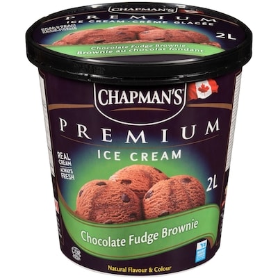 Chapmans Premium Chocolate Fudge Brownie Ice Cream 2 l, $0.42/100ml