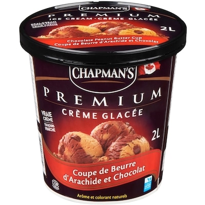 Chapman’s Premium crème glacée coupe de beurre d’arachide et chocolat 2 l, 0,42 $/100ml