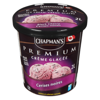 Chapman’s Premium crème glacée cerises noires 2 l, 0,28 $/100ml