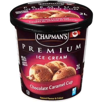 Chapmans Premium Chocolate Caramel Cup Ice Cream 2 l, $0.40/100ml
