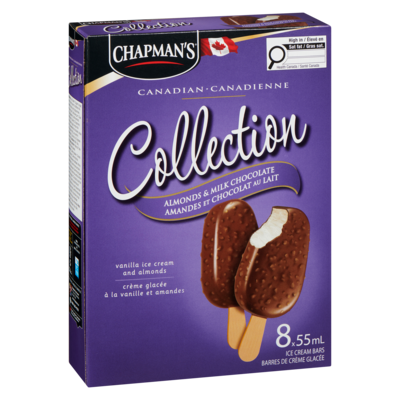 Collection canadienne Barre de crème glacée aux amandes et chocolat au lait