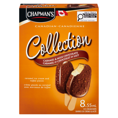 Chapman’s Collection canadienne barre de crème glacée au caramel et chocolat au lait 8x55.0 ml, 1,48 $/100ml