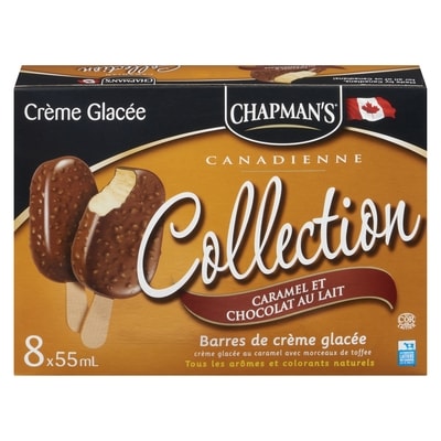 Chapman’s Collection canadienne barre de crème glacée au caramel et chocolat au lait 8x55.0 ml, 1,70 $/100ml