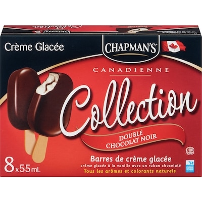 Chapman’s Collection canadienne barre de crème glacée au double chocolat noir 8x55.0 ml, 1,59 $/100ml