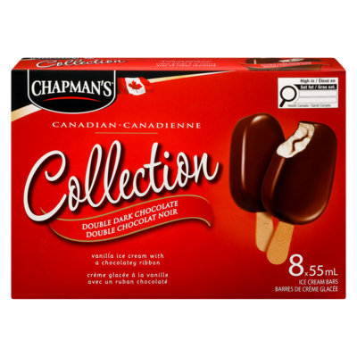 Chapman’s Collection canadienne barre de crème glacée au double chocolat noir 8x55.0 ml, 1,36 $/100ml