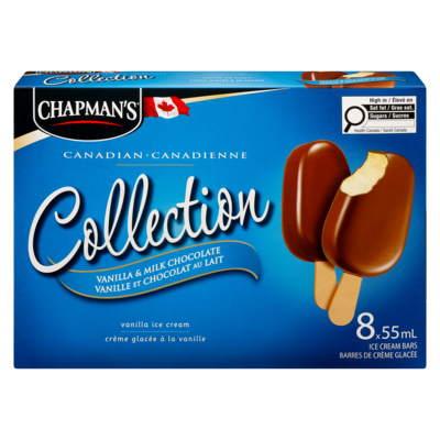 Chapman’s Collection canadienne barre de crème glacée vanille et chocolat au lait 8x55.0 ml, 1,36 $/100ml