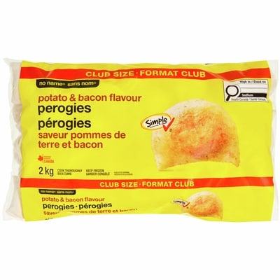 Sans Nom Pérogies saveur pommes de terre et bacon, format club 2 kg, 0,25 $/100g