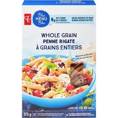 PC Menu Bleu Penne rigate à grains entiers 375 g, 0,53 $/100g
