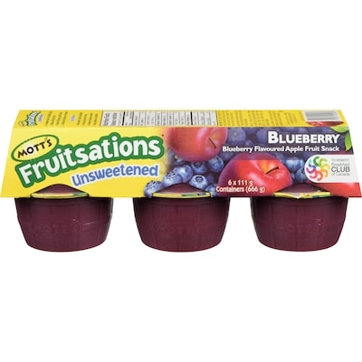 Mott's Fruitsations Unsweetened Blueberry Delight 6x111.0 g, $0.45/100g