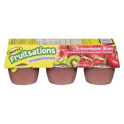 Mott's Fruitsations Unsweetened Strawberry Kiwi Apple Sauce 6x111.0 g, $0.64/100g