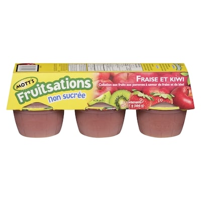 Mott’s Collations Fruitsations non sucrées fraises et kiwis 6x111.0 g, 0,49 $/100g