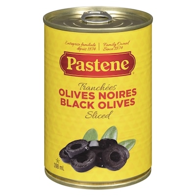 Pastene Olives noires tranchées Pastene 398 ml, 0,95 $/100ml