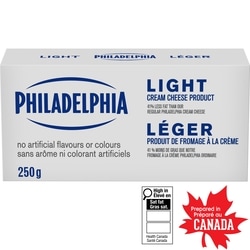 Philadelphia Fromage à la crème léger en bloc 250 g, 1,60 $/100g