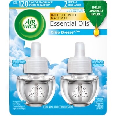 Air Wick d'huile parfumée, Brise vivifiante, 2 Recharges 2x21.0 ml, 23,81 $/100ml