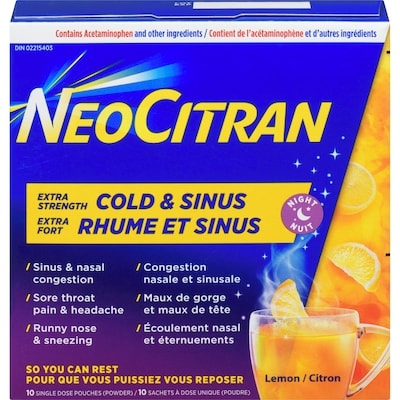 NeoCitran Extra Strength Cold & Sinus Night Lemon 10 ea, $1.40/1ea
