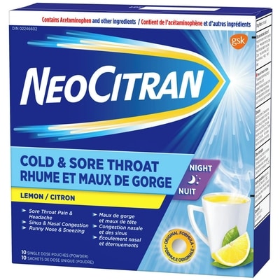 NeoCitran Rhume et Grippe 10 ea, 1,43 $/1ch