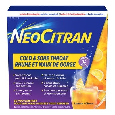 NeoCitran Rhume et Grippe 10 ea, 1,48 $/1ch