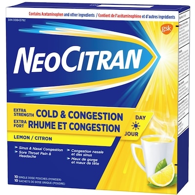 NeoCitran Rhume et sinus Extra-fort sans somnolence 10 ea, 1,45 $/1ch