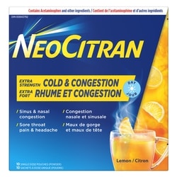 NeoCitran Extra Fort Rhume Et Congestion (Poudre) (Citron) 10 ea, 1,45 $/1ch
