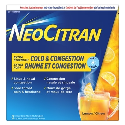 NeoCitran Rhume et sinus Extra-fort sans somnolence 10 ea, 1,55 $/1ch