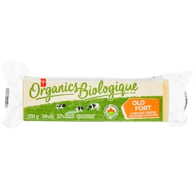 PC Biologique Fromage Cheddar Fort 200 g, 4,00 $/100g