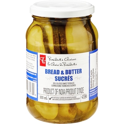 le Choix du Président Cornichons tranchés sucrés 500 ml, 1,00 $/100ml
