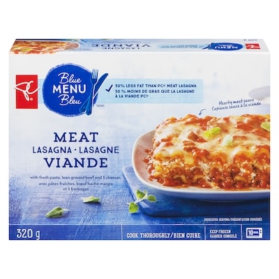 PC Blue Menu Meat Lasagna 320 g, $1.56/100g