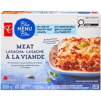 PC Menu Bleu Lasagne à la viande 320 g, 1,81 $/100g