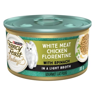 Purina Fancy Feast Medleys Wet Cat Food White Meat Chicken Florentine 85 g, $1.06/100g
