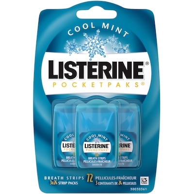 Listerine Pélicules-fraîcheur Pocketpaks Cool Mint 72 ea, 0,12 $/1ch