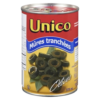 Unico Olives noires tranchées 375 ml, 0,93 $/100ml