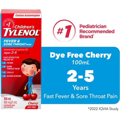 Tylenol Children's Fever & Sore Throat Pain 100 ml, $11.49/100ml