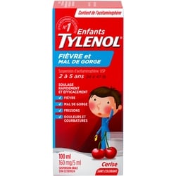 Tylenol Fièvre et mal de gorge enfants 100 ml, 10,49 $/100ml